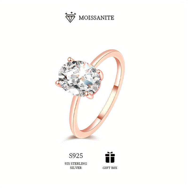 Stunning 925 Sterling Silver 2ct Goose Egg Moissanite Halo Ring, Hypoallergenic and Perfect for Women's Engagement, Proposal, Wedding, or Mother's Day Gift. Includes Moissanite Certificate and Comes in an Exquisite Gift Box Packaging.