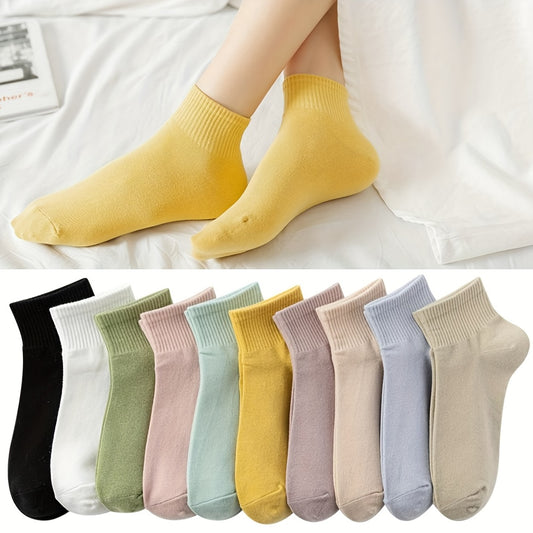 10 pairs of soft and comfortable crew socks for women, versatile and all-match.