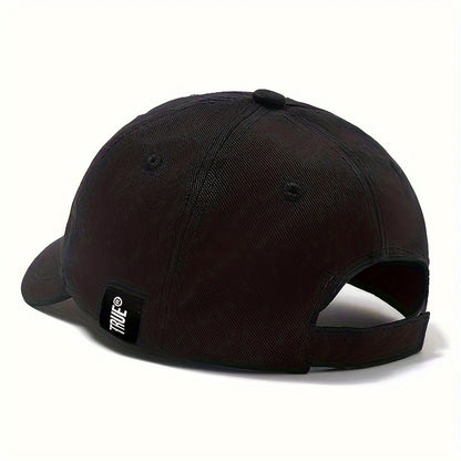 Men's adjustable baseball cap with hip-hop letter patch - stretch fit, street style, polyester