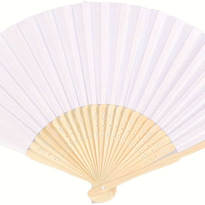 Set of 24 Wedding Fans made of Handheld Paper Folding Fans with Bamboo Handles - Perfect for Wedding Gifts, Parties, Home Decor, and Souvenir Gifts