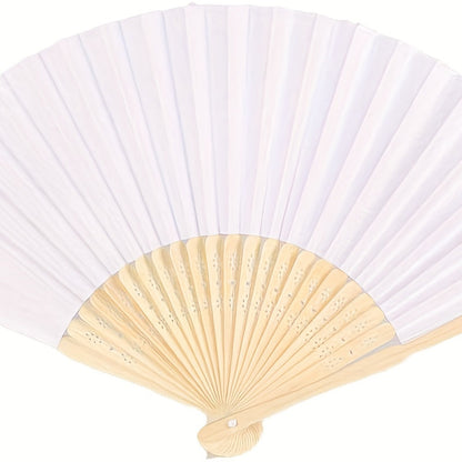 Set of 24 Wedding Fans made of Handheld Paper Folding Fans with Bamboo Handles - Perfect for Wedding Gifts, Parties, Home Decor, and Souvenir Gifts