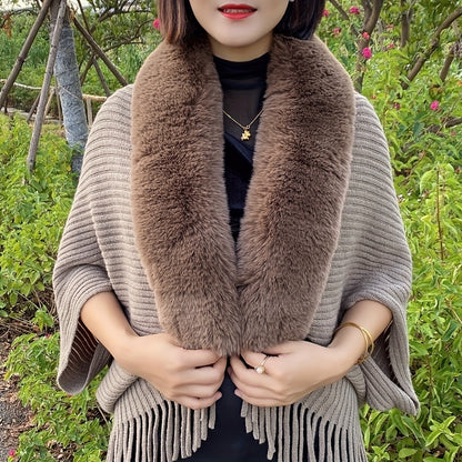 Stylish faux fur shawl for women perfect for autumn and winter. Windproof, warm, and trendy Korean version. Ideal for leisure outings.