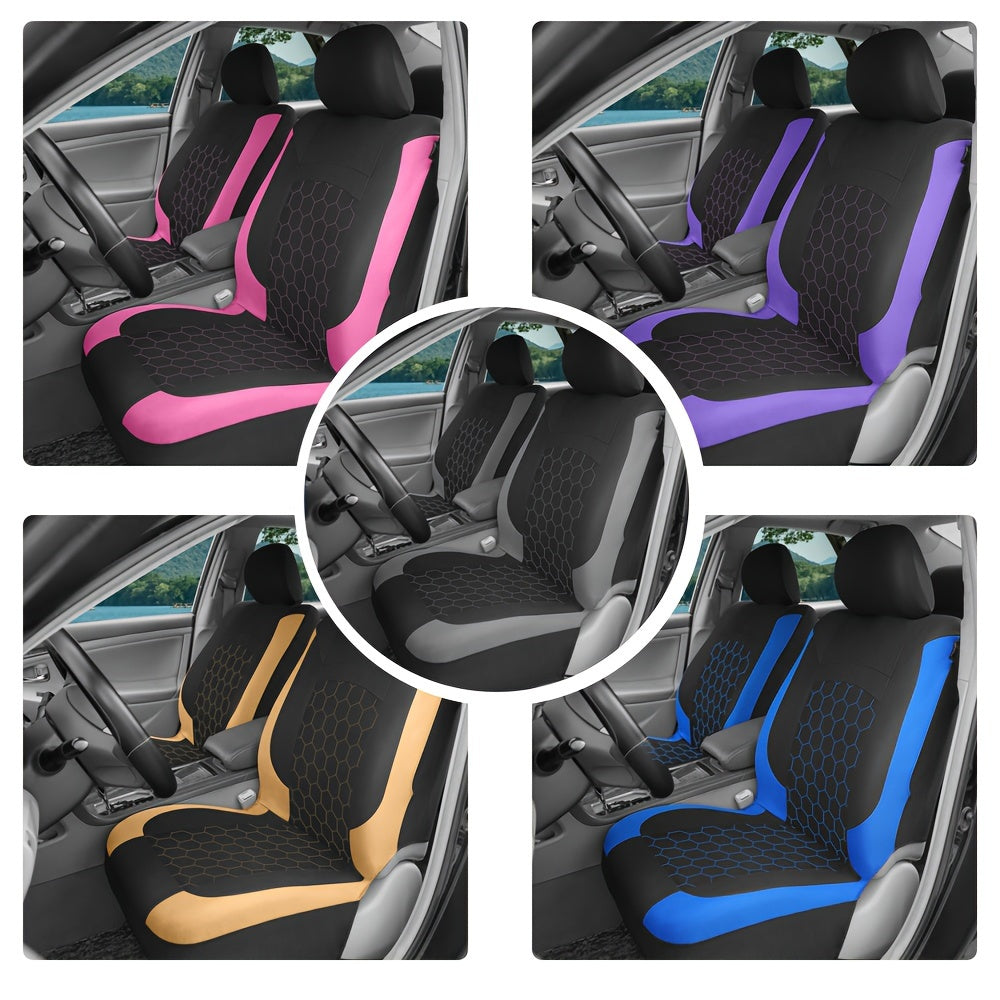 Honeycomb embroidered polyester car seat covers with soccer pattern, suitable for most vehicles.