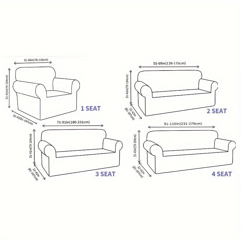 Jacquard fitted sofa slipcover with elastic band, machine washable polar fleece fabric. Compatible with various sofa sizes. Protects furniture from dust and cat scratches.