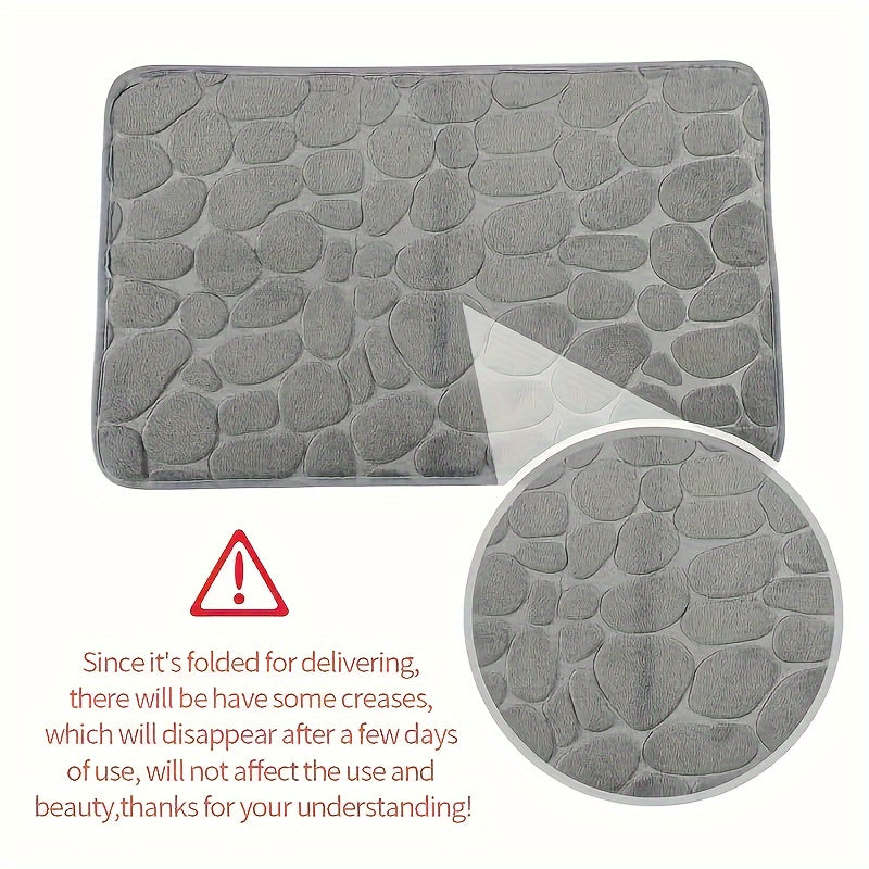 1 pc Pebble Pattern Floor Mat, Absorbent & Quick-drying, Non-slip & Super Soft Entry Rug for Bathroom, Bedroom, Kitchen, Living Room - Ideal Home Decor and Bathroom Supplies.