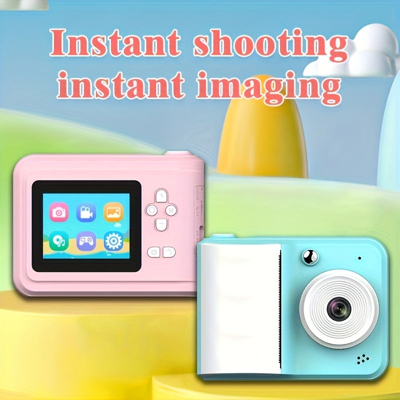 Rechargeable digital camera for kids with printing, USB charged, multi-function printer, perfect for drawing and photography gifts, portable.