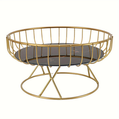 European-style metal fruit basket & ceramic snack tray, no electricity needed. Ideal for displaying afternoon tea treats, candy, and desserts. Perfect for weddings, birthdays, parties, and Thanksgiving decoration.