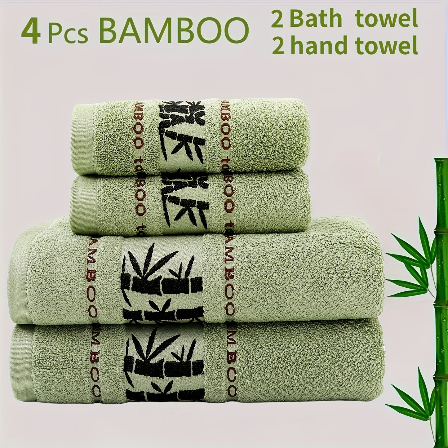 Self Flying Bamboo Fiber 4-dona sochiq to'plami 2 qo'l sochiq va 2 hammom sochiqni o'z ichiga oladi. Suvni yaxshi so'raydi, tez quriydi, juda yumshoq va teriga do'st. Uy hammomida foydalanish uchun ideal.