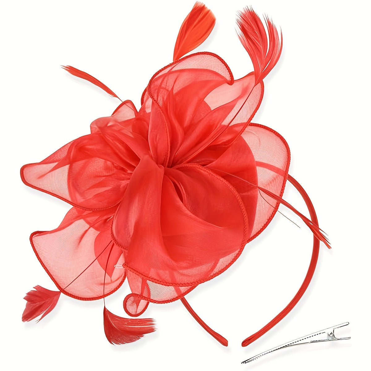 Elegant 1950s Style Fascinator Yarn Derby Hat for Women - Featherless Flower Hair Hoop Perfect for Tea Party, Cocktail, Wedding - Pack of 1 with Gift Box