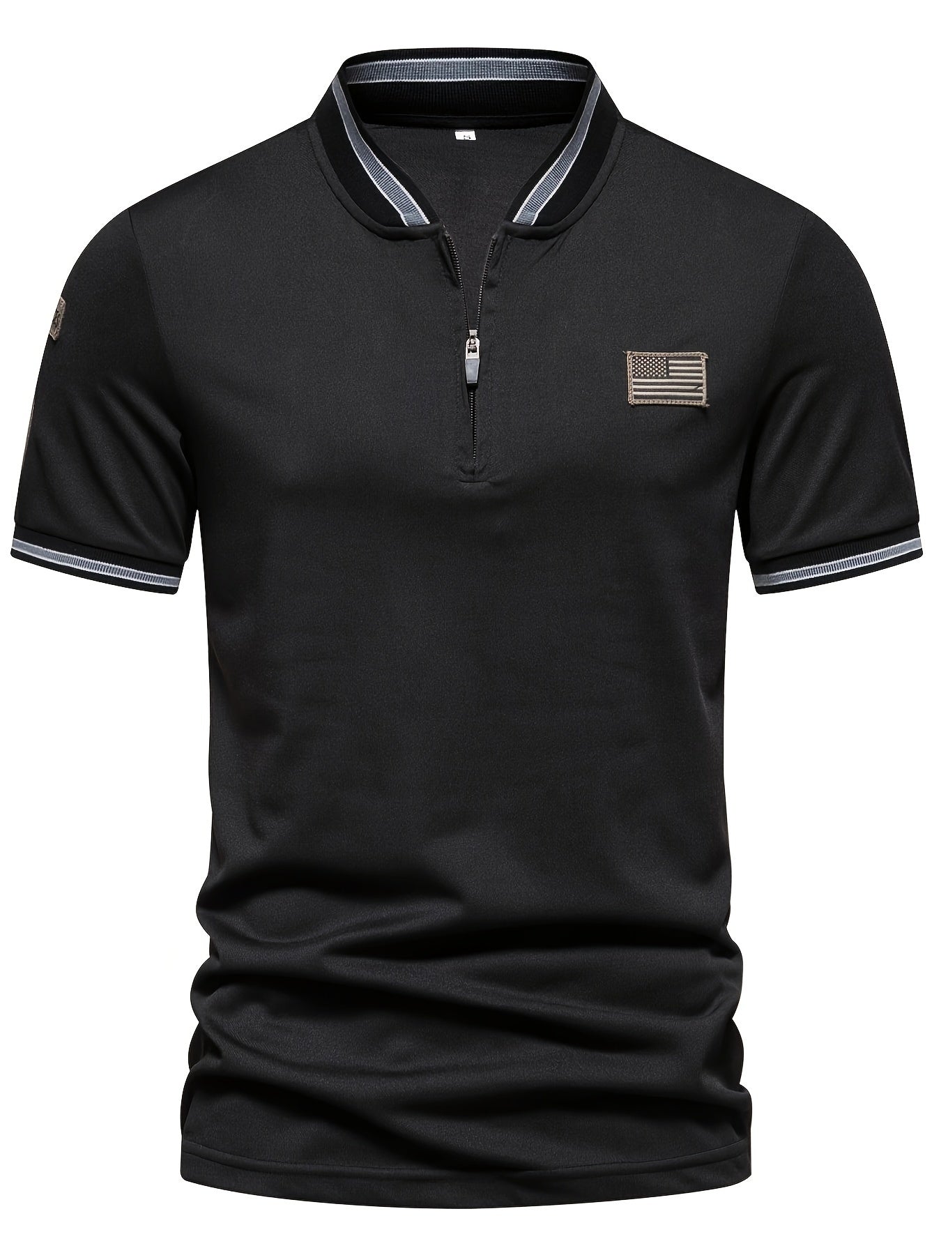 Men's breathable shirt with zipper, geometric pattern, machine washable - ideal for casual or outdoor wear such as golf, hiking, or beach outings.