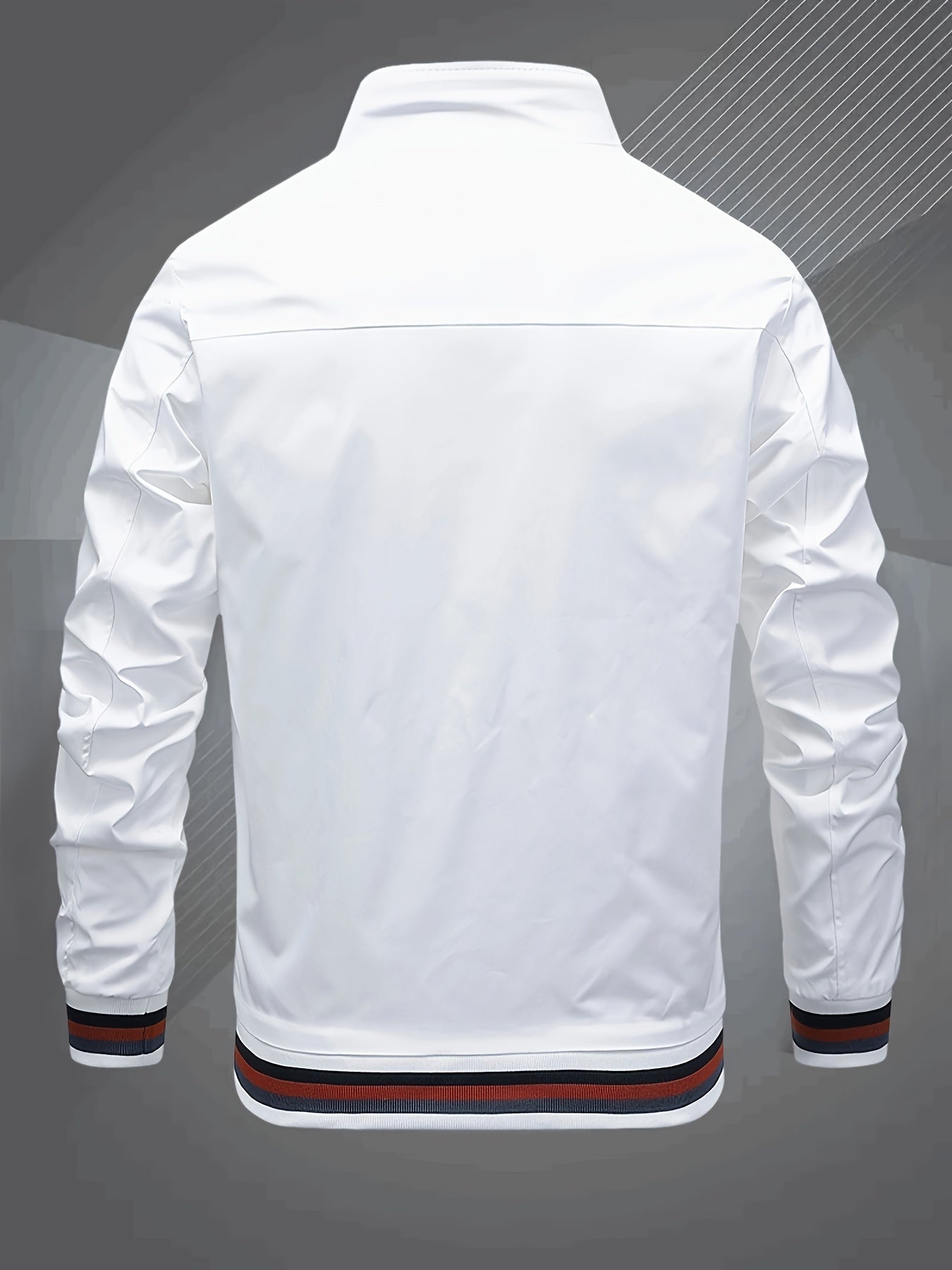 Men's Bomber Windbreaker Jacket with Classic Baseball Collar for Spring and Fall