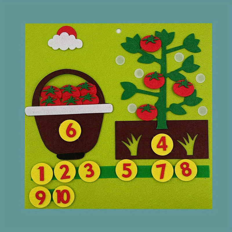 Toys made of felt and non-woven fabric that provide education through play, teaching aids for learning numbers and mathematics using vegetables.