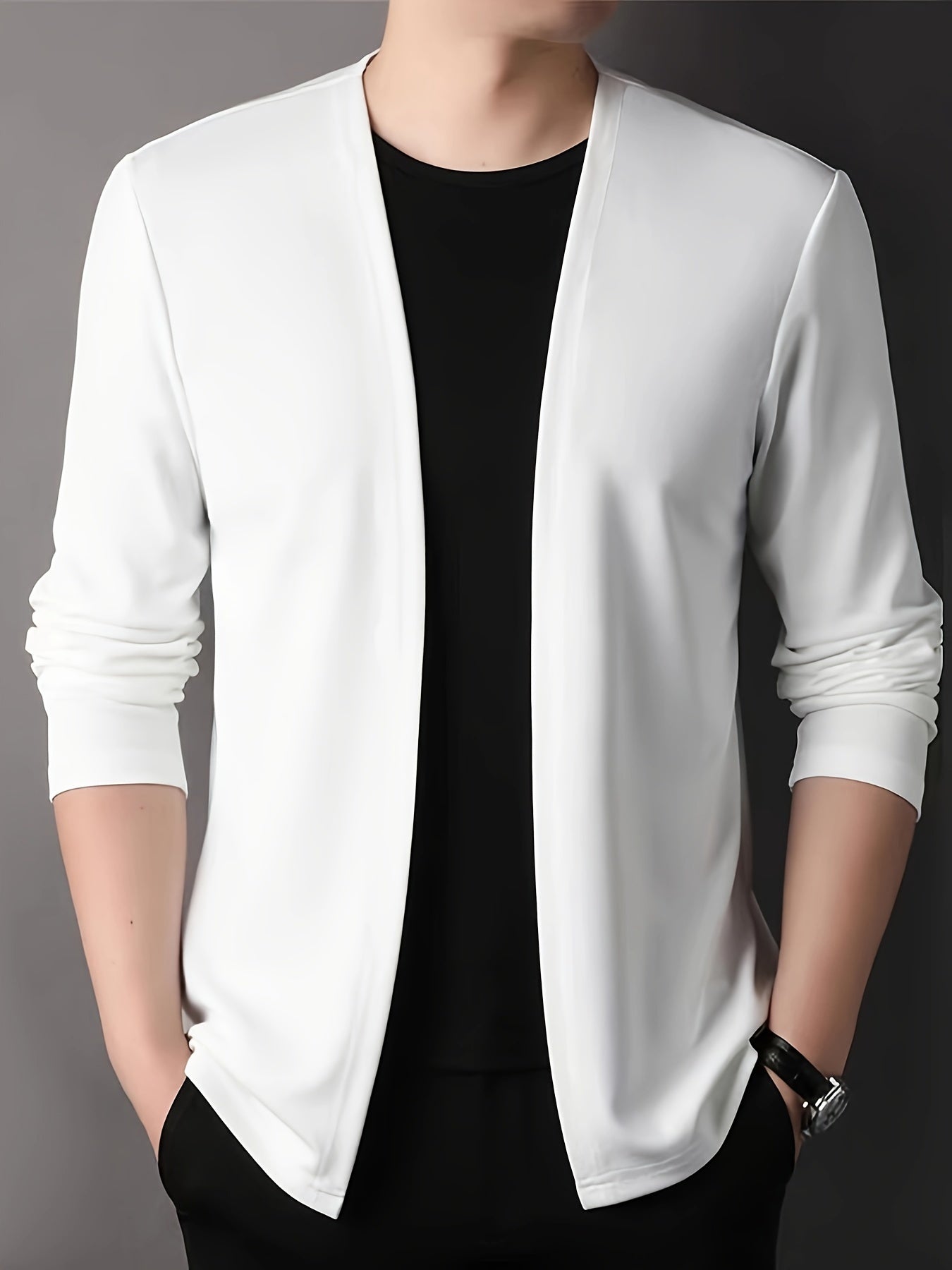 Men's slim-fit knitted cardigan for outdoor activities.