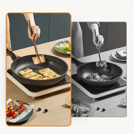 Choose from four different sizes of the COOKER KING Nonstick Frying Pan, all with a heat-resistant handle and PFOA-free coating. This pan is induction ready and compatible with all cooktops. Sizes available include 24.0cm, 25.4cm, 27.94cm, and 29.97cm.