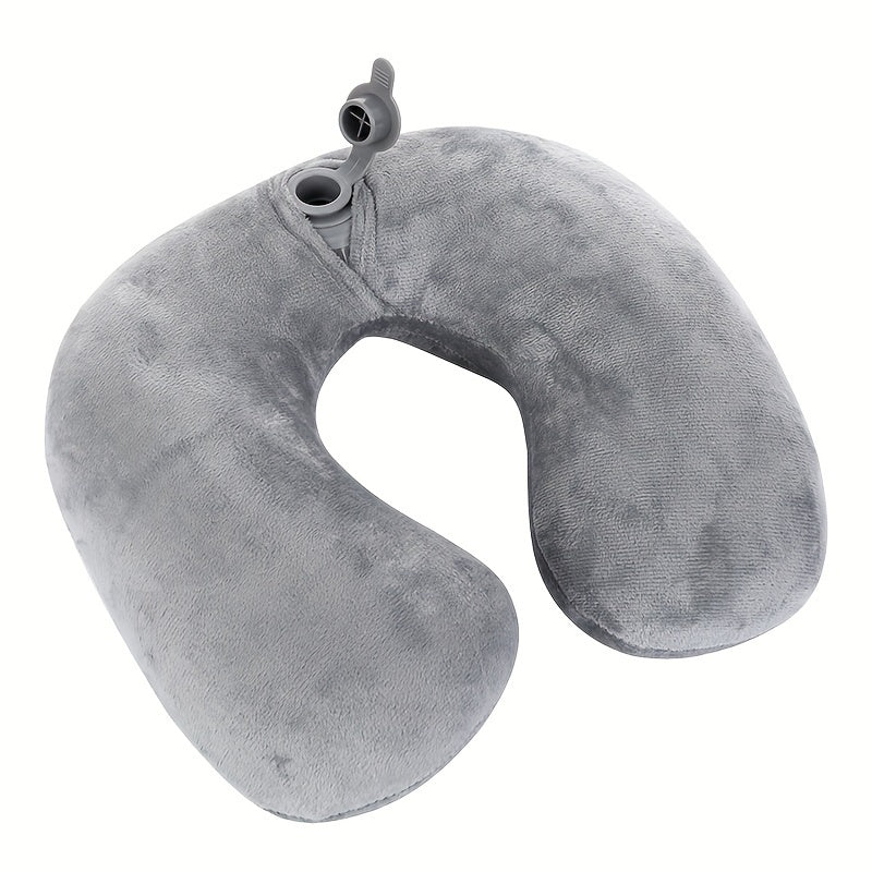 Inflatable U-shaped Pillow with Cute Design, Providing Neck Support for Outdoor Activities, Airplanes, Cars, Offices, and Travel. Perfect for Napping and Taking Lunch Breaks.