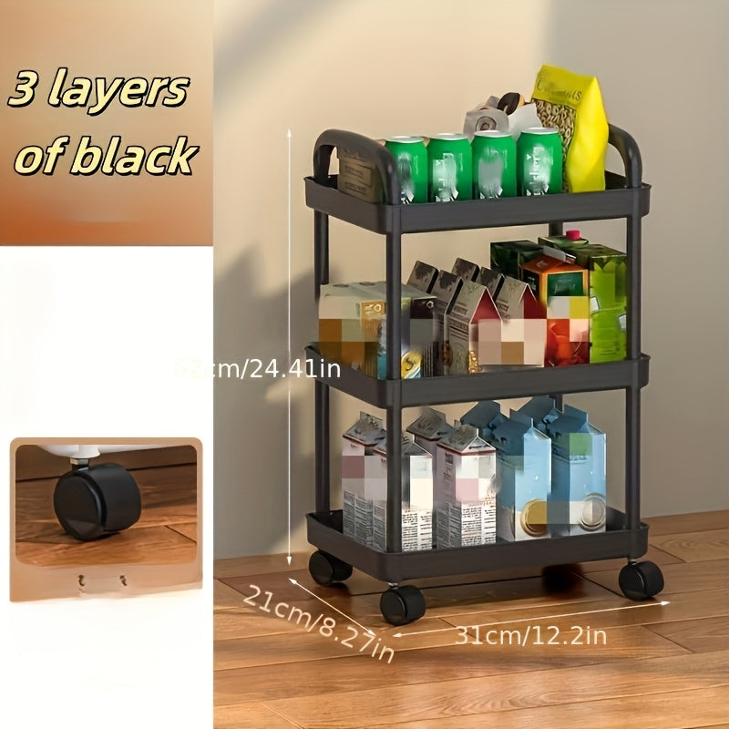 Christmas Three-Layer Rack Trolley Floor Gap Kitchen Multi-Layer Mobile Bathroom Bedside Storage Shelf