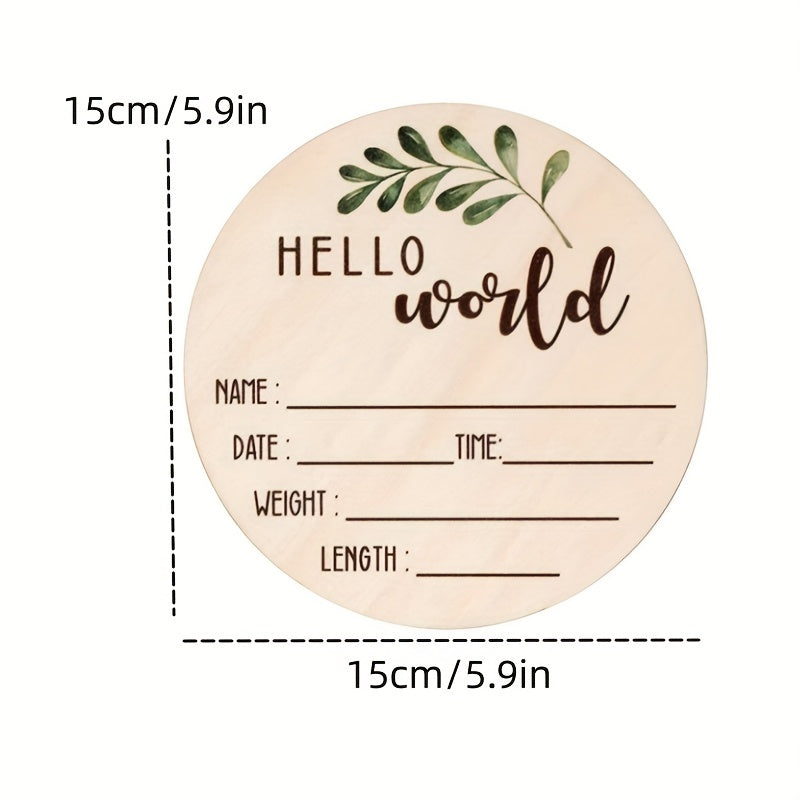 Vibrant Dual-Sided Sign - Say Hello to the World! Beautifully crafted with Natural Wood, Ideal for capturing Hospital Memories & Treasured Keepsakes