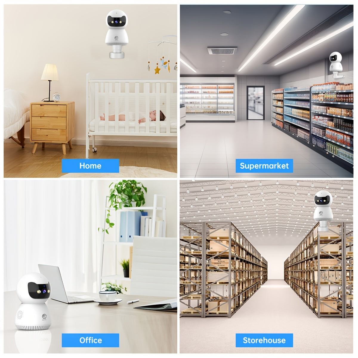 The JOOAN 1080P HD Smart WiFi Camera provides Motion Detection, Full Color Night Vision, Alert Push notifications, 355° Panoramic View, Two-Way Audio, Dual-Band (2.4GHz/5GHz) connectivity for Home Security. It is compatible with Smartphones and made of