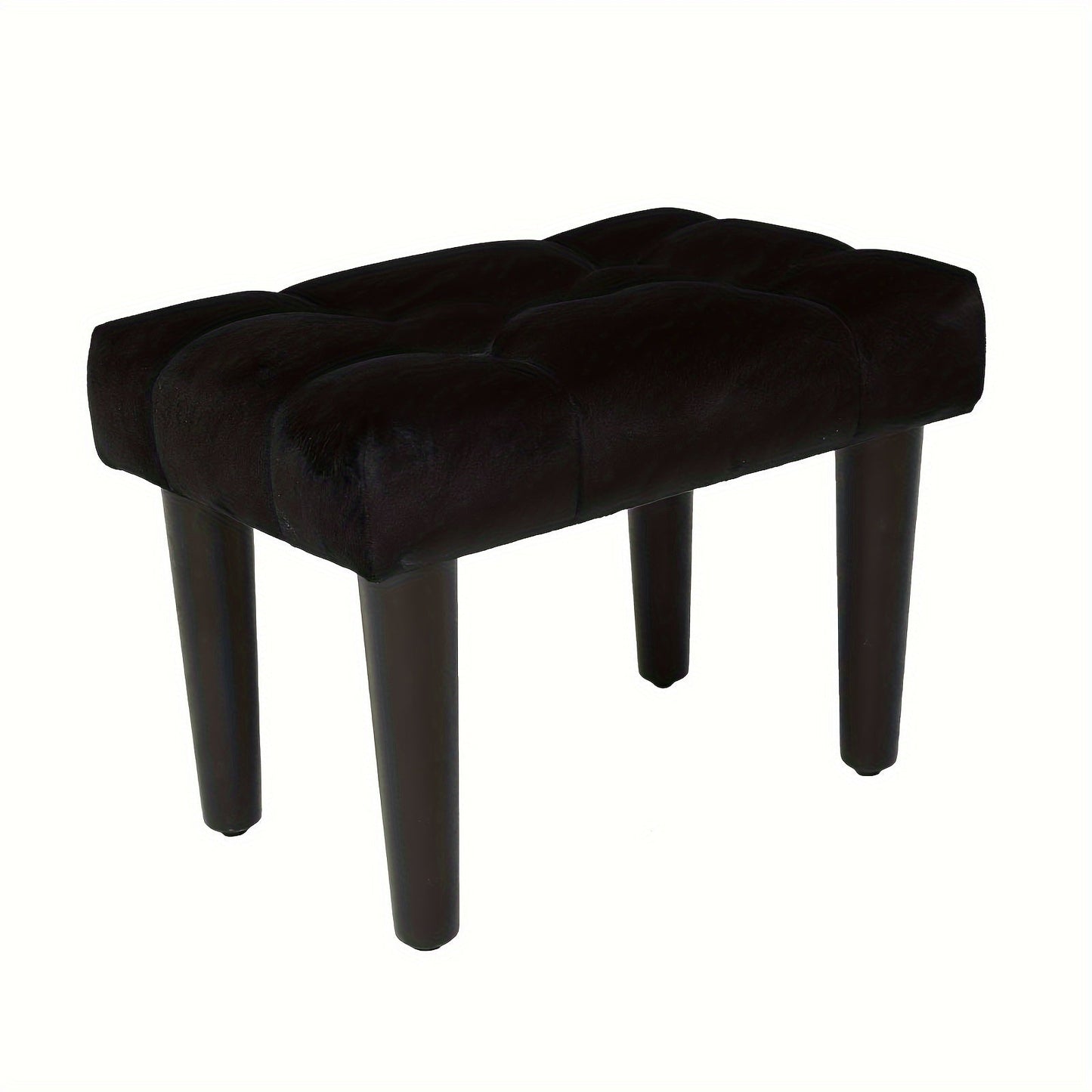 Small Footstool Ottoman, Velvet Soft Ottoman with Wood Legs, Perfect for Extra Seating in Living Rooms, Entryways, and Offices