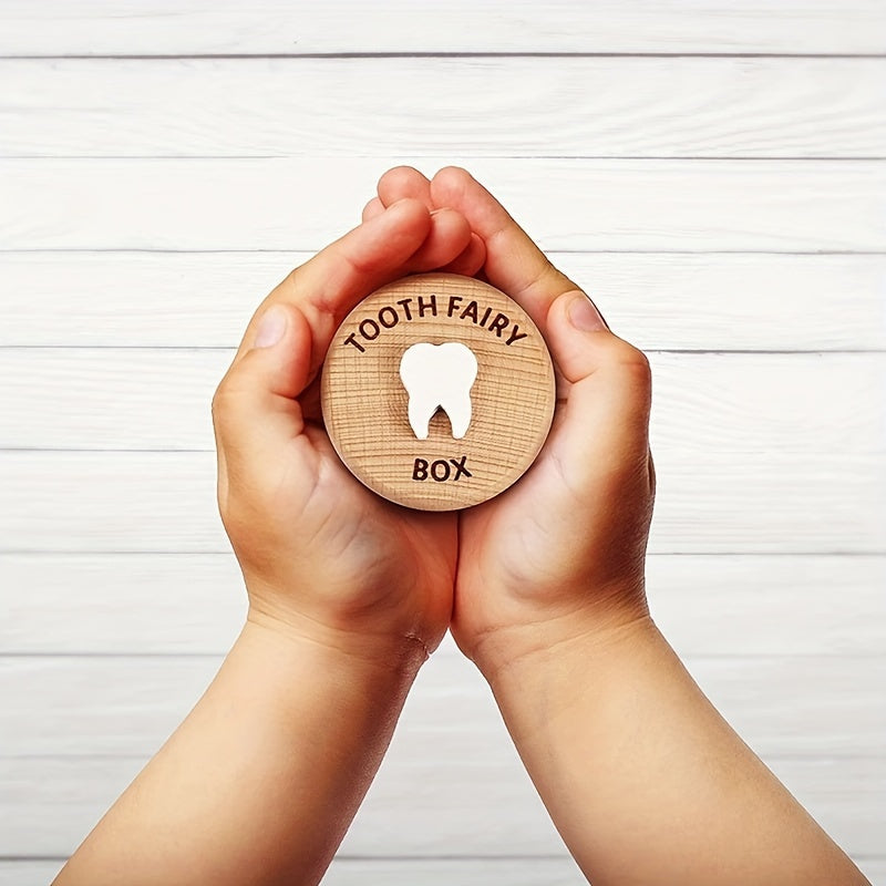 Wooden tooth box with storage for tooth collection, fetal hair, and teeth. Makes a unique birth souvenir, home decoration, or birthday gift.