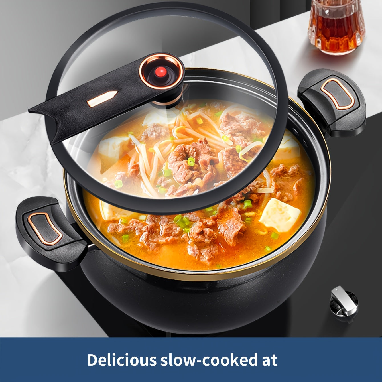 Versatile 7L Cast Iron Soup Pot with a 26cm Large Capacity, Non-Stick Coating, Compatible with Induction and Gas Stoves, Ideal for Fat Pot and Stews.