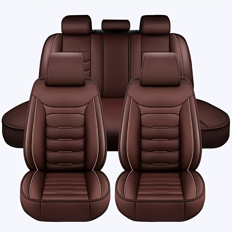 5-Seat car seat covers made of faux leather, resistant to scratches and wear, suitable for SUVs and sedans all year round.