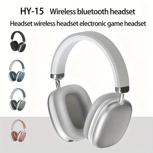 Wireless over-ear headphones with themed designs, push button volume control, USB Type-C charging, 200mAh battery, 3.5mm jack, closed-back earcups, condenser mic, compatible with tablets