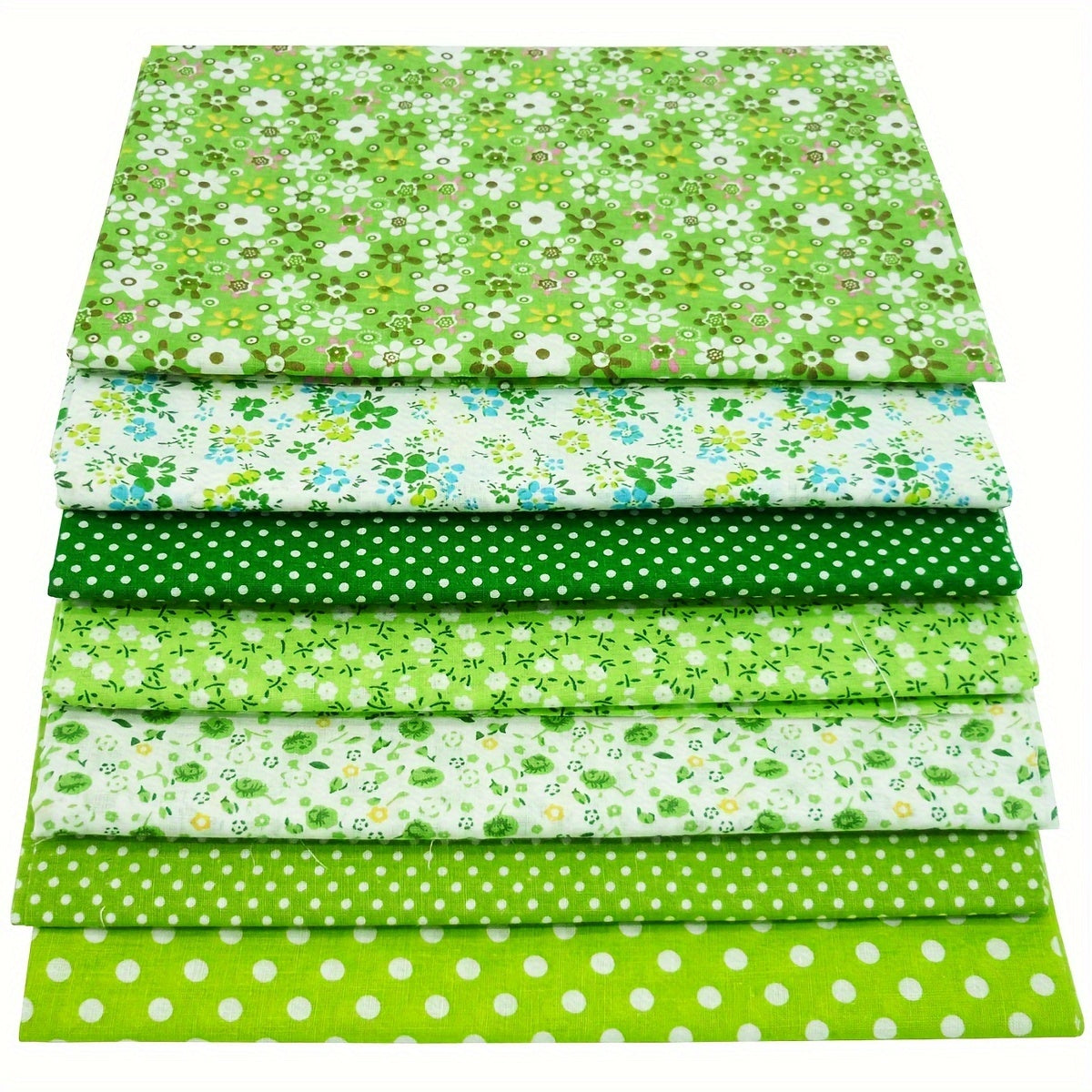 7pcs 100% Cotton Fabric Squares - 50cm precut quilting fabric with floral pattern for DIY crafts, hand wash only.