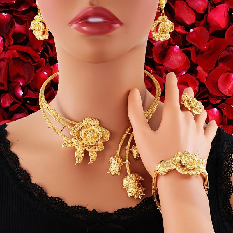 Get the striking 5-piece Special Rose Women's Jewelry Set for the upcoming holiday and party season. The perfect gift option for Valentine's Day celebrations.