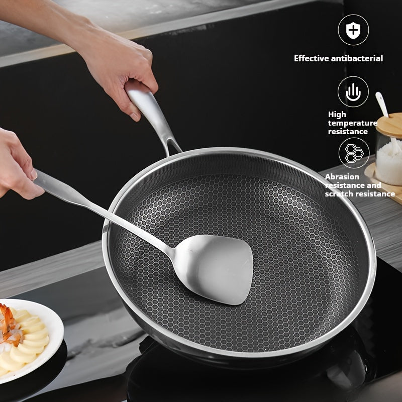 Home kitchens will benefit from this set of stainless steel honeycomb frying pans, which are non-stick and require no coating. Ideal for cooking eggs, steak, and pancakes with ease.