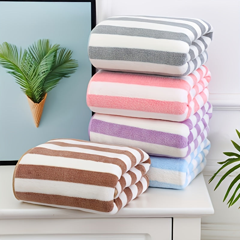 Soft, super absorbent striped towels set with a contemporary space theme, ideal for home and salon decor. Lightweight, quick-dry, washable wash cloths.