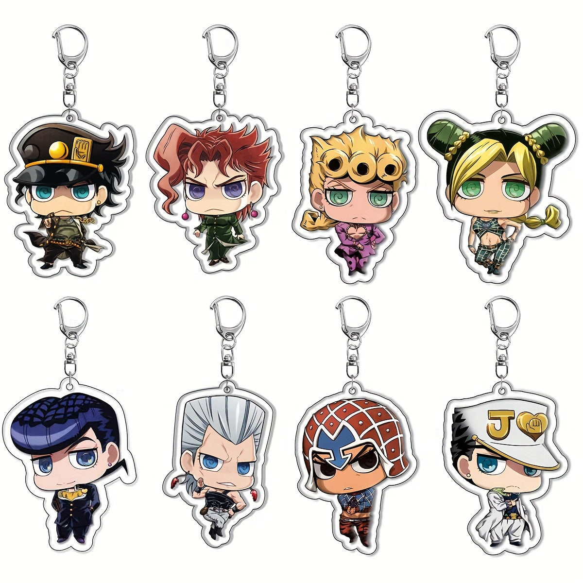 Set of 8 Anime-Inspired Acrylic Keychains - Adorable Bag Charms, Stylish Keyring Pendants, Unique Collectibles, Key Chains for Cars - Perfect for Birthday Presents and Anime Enthusiasts