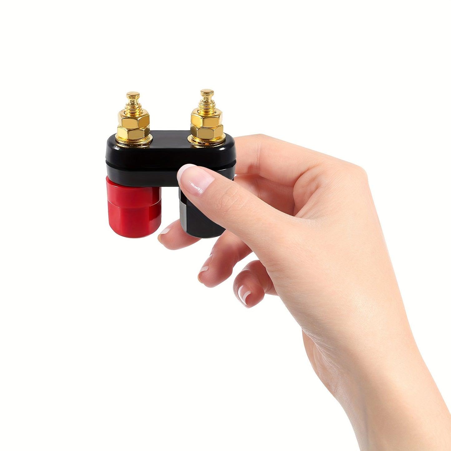 Two 4MM Copper Banana Plug Jacks for Video Speakers, Black & Red, Alloy Material, ≤36V Operating Voltage.