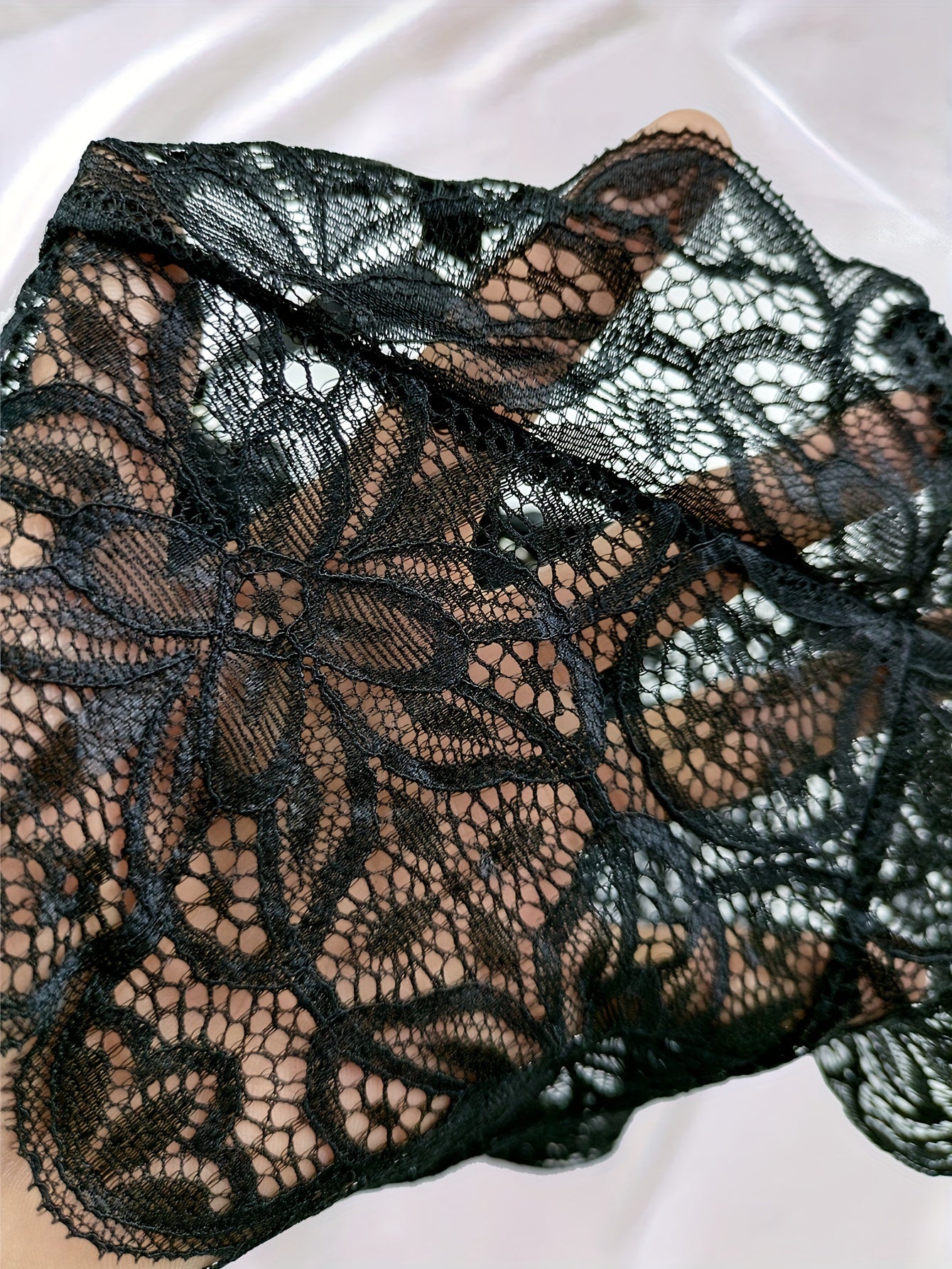 Flower lace sexy bodysuit with split design, crossed suspenders, and hollow lingerie