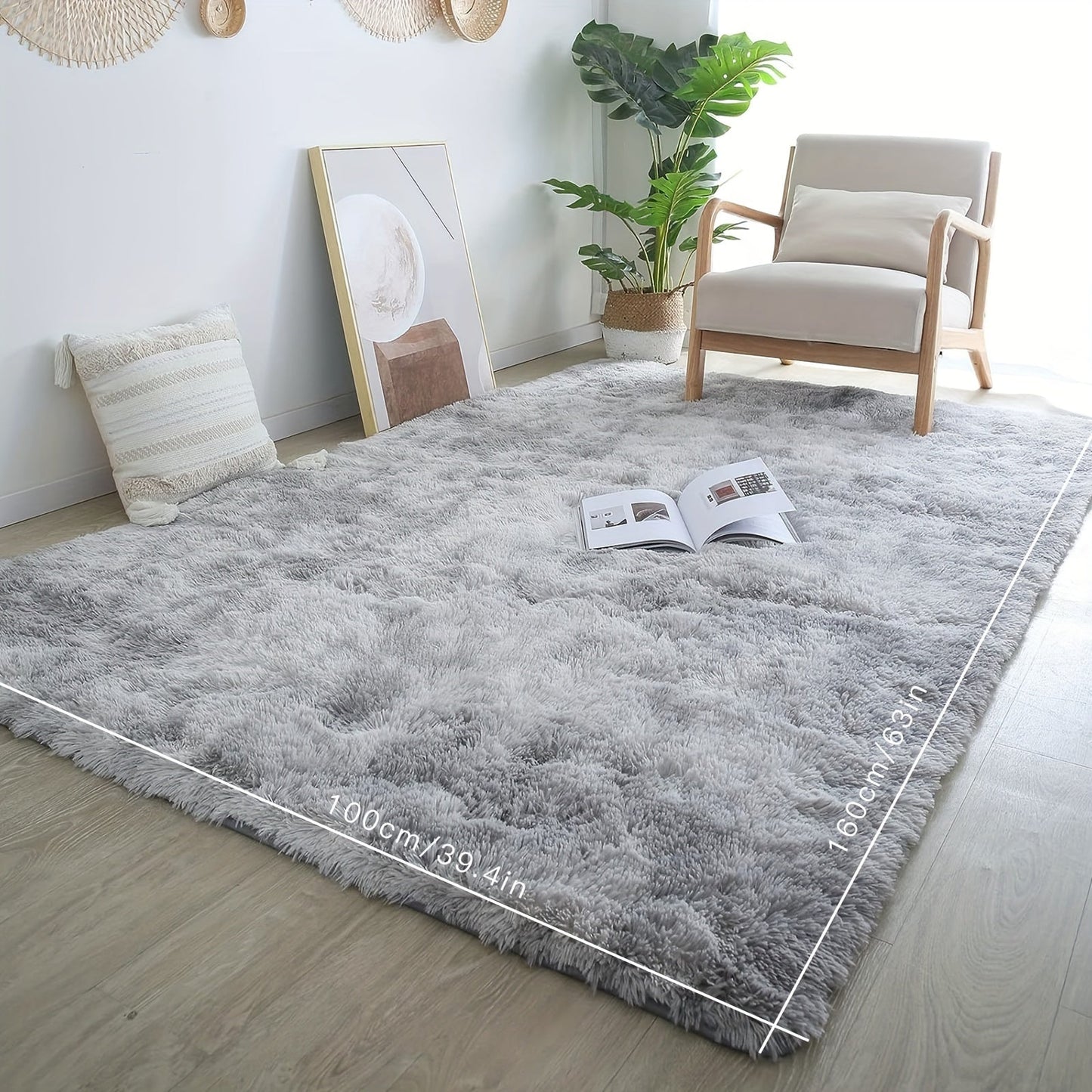 Luxurious soft plush shag area rug perfect for the living room, fluffy shaggy floor carpet ideal for the bedroom. This home decor piece adds warmth and style to any space. Non-slip and machine washable, it's perfect for the living room, bedroom, game