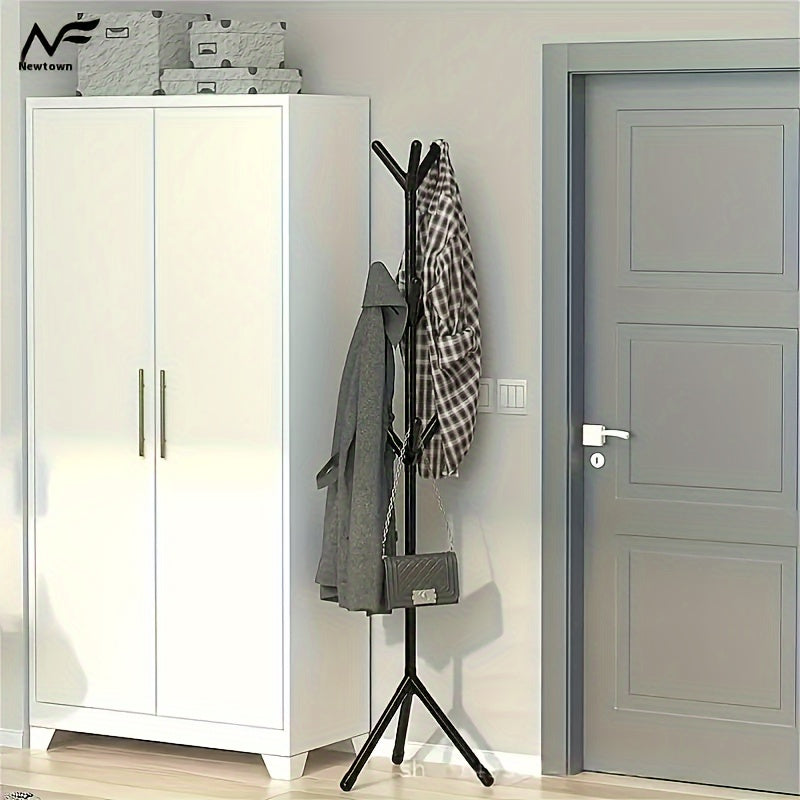 The multi-functional metal clothes hanger features an elegant and practical branch design, with 9 hooks to efficiently hang coats, suits, hats, bags, scarves, and towels.