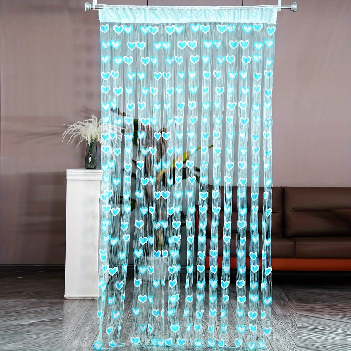 Sheer Curtain with Romantic Heart Design - Perfect for Weddings & Home Decor; Made of Lightweight, Power-Free Polyester.