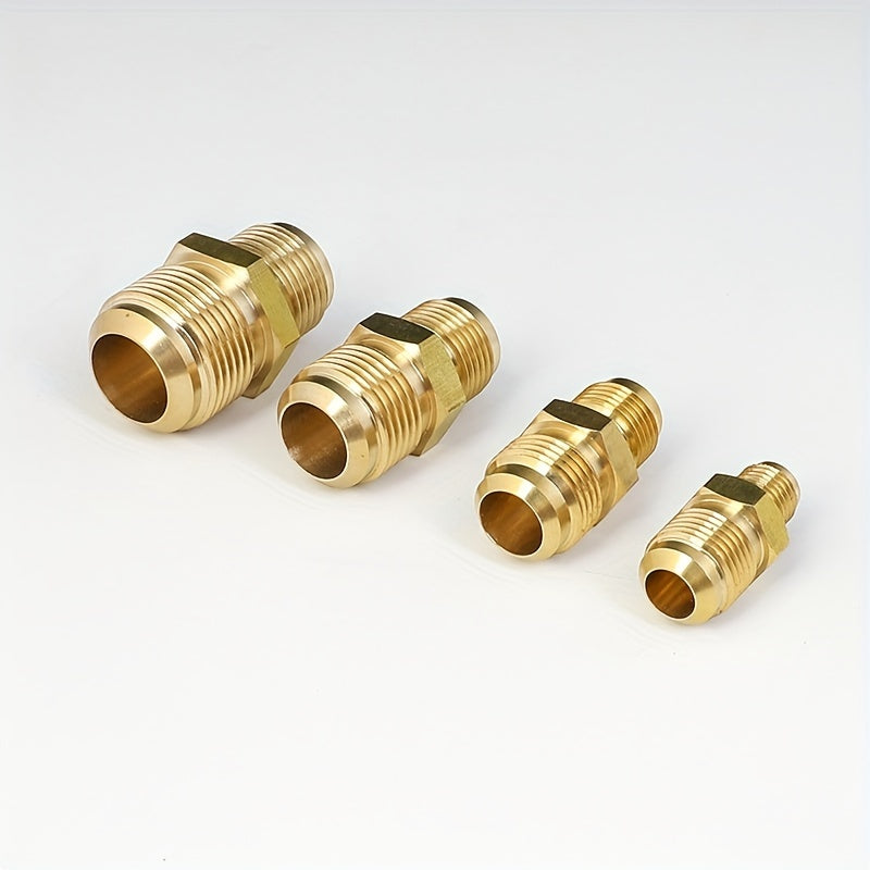 High-Quality Brass Air Conditioning Copper Tube Adapter - Female-Male Flare Thread Connector, Sizes Include 1/4", 3/8", 1/2", 5/8", 3/4" - Double-Headed Joint Ensures Leak-Proof AC Maintenance