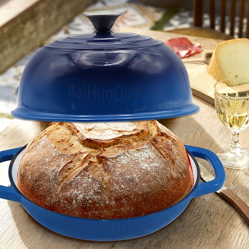 This BaiHuoDian Self-Basting Enamel Cast Iron Loaf Pan with Lid is a versatile 22.86 cm Round Dutch Oven that is Non-Toxic, Teflon & BPA Free. It provides Scratch Protection and is Oven Safe up to 500°F, making it ideal for baking homemade bread and