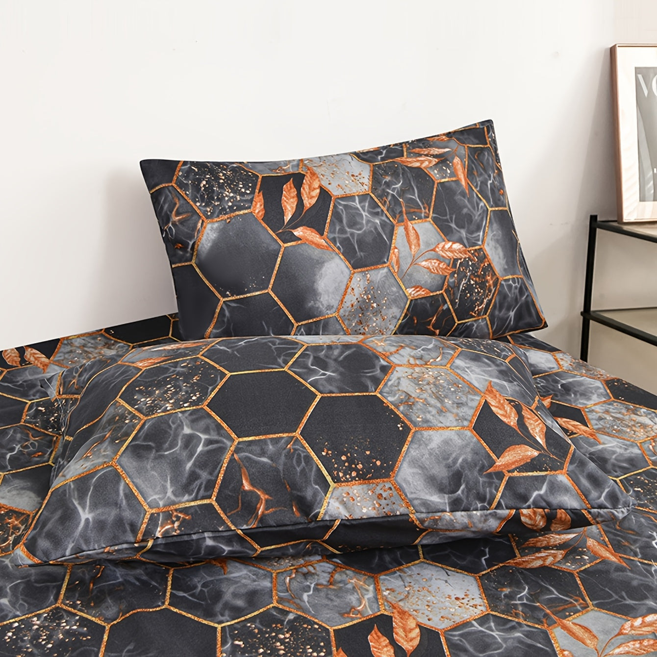 Two Premium Geometric Pattern Pillowcases featuring Soft, Breathable Polyester Material, Stain-Resistant Properties, and Envelope Closure Design. Perfect for Bedroom and Sofa Home Decor. Easy to Clean in the Washing Machine. Inserts Not Included.