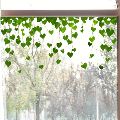 Modern Self-Adhesive Window Vinyl Decal - 1PC Removable Green Vine Leaves Cling for Glass - PVC Floral Wall Decor for Bedroom, Living Room, Office - 5mil Thickness Decorative Window Film