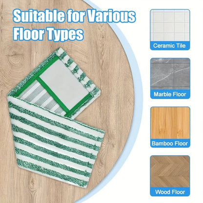 Set of 4 Ultra-Fine Microfiber Mop Pads, Eco-Friendly & Machine Washable, Fits Libman Mops - Perfect for Any Floor Surface, Use for Wet or Dry Cleaning, Featuring Green Striped Pattern, Microfiber Innovation