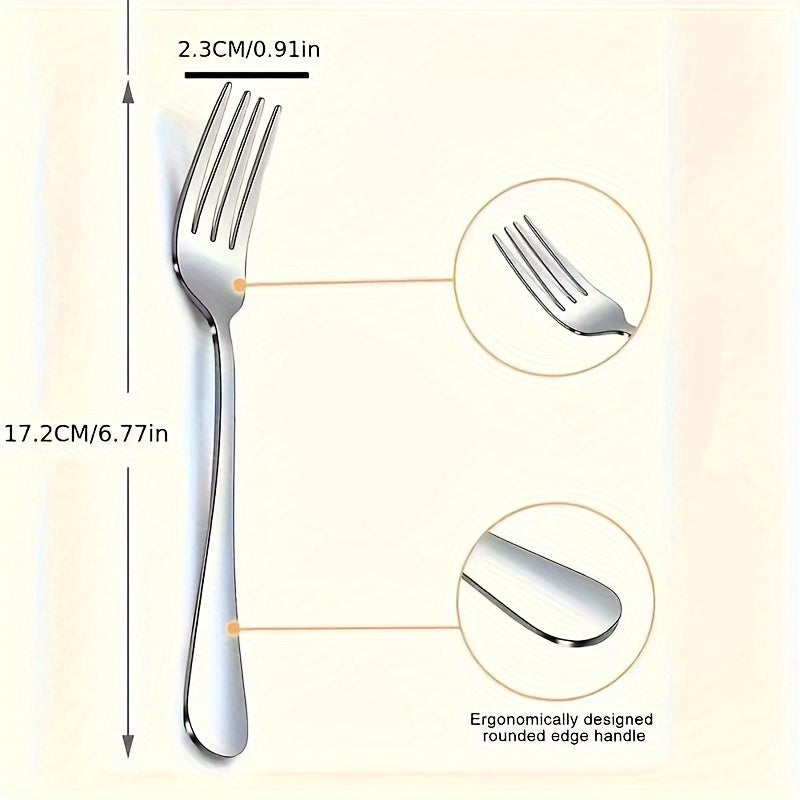 12-Piece Elegant Stainless Steel Fork Set for Home or Restaurant Use - Durable Cutlery for Dining