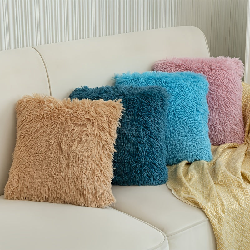 Luxurious 18x18 inch faux fur throw pillow cover for sofa, bedroom, or car.