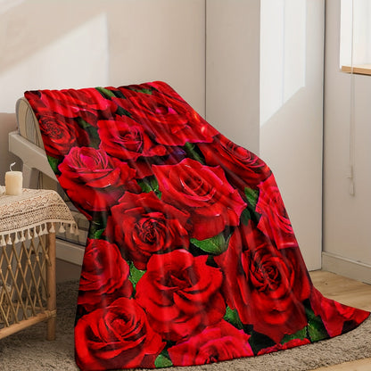 Stay warm and cozy with this Red Rose Print Flannel Throw Blanket. Perfect for snuggling up on the couch, bed, or taking on the go. Makes an ideal gift for Christmas or Valentine's Day for your girlfriend, family, and friends. This warm, digital printed