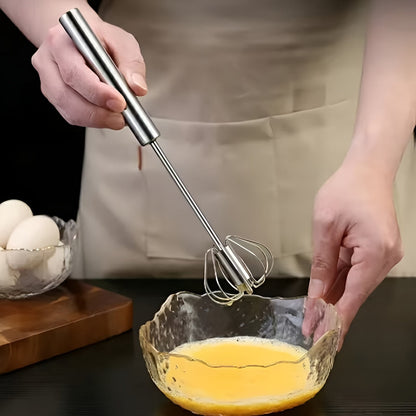 Sturdy hand-operated egg whisk - Simple one-touch operation, fast blending for cream & eggs, uniform & smooth results, effortless to clean stainless steel, comfortable grip handle, anti-slip design, ideal for baking & cooking tasks