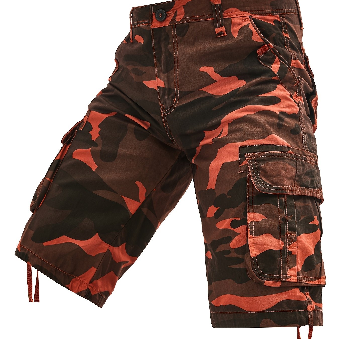 Men's Plus Size Cotton Camo Cargo Shorts with Street Style, Multi-Pocket Design, and Non-Stretch Fabric