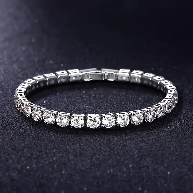 Gender-neutral 925 Silver Plated Bracelet featuring Synthetic 5A Zirconia, VVS Imitation Moissanite, and October Birthstone. Perfect for both everyday wear and special occasions. Ideal accessory for Mardi Gras Day in any season