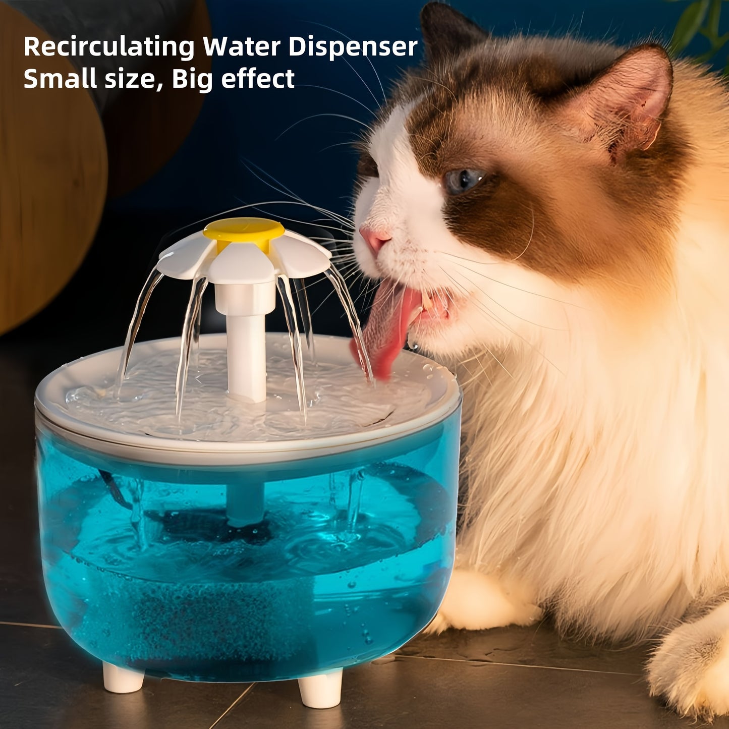 Silent USB pet water fountain for cats and dogs, 1.5L capacity, made of food-grade PP material.