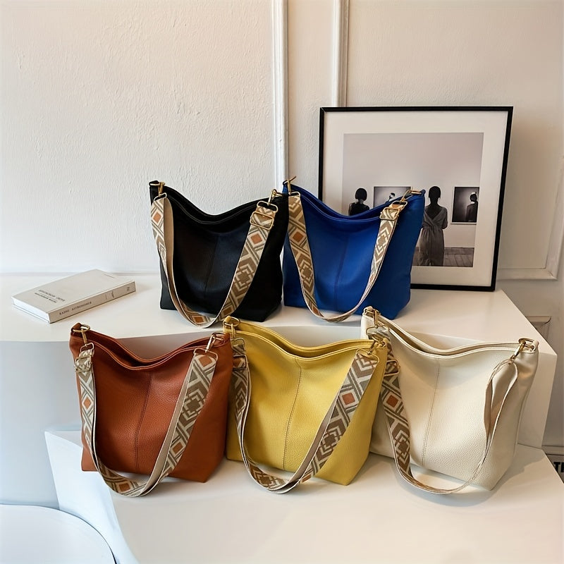 Large Capacity Crossbody Bag made of PU material for casual use.